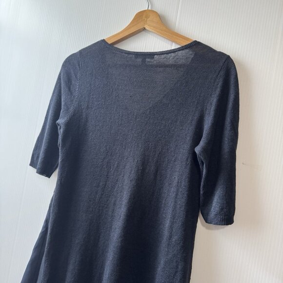 Eileen Fisher Tunic Sz XS Linen Silk Blend V Neck Half Sleeve Asymmetrical Hem - Picture 16 of 16